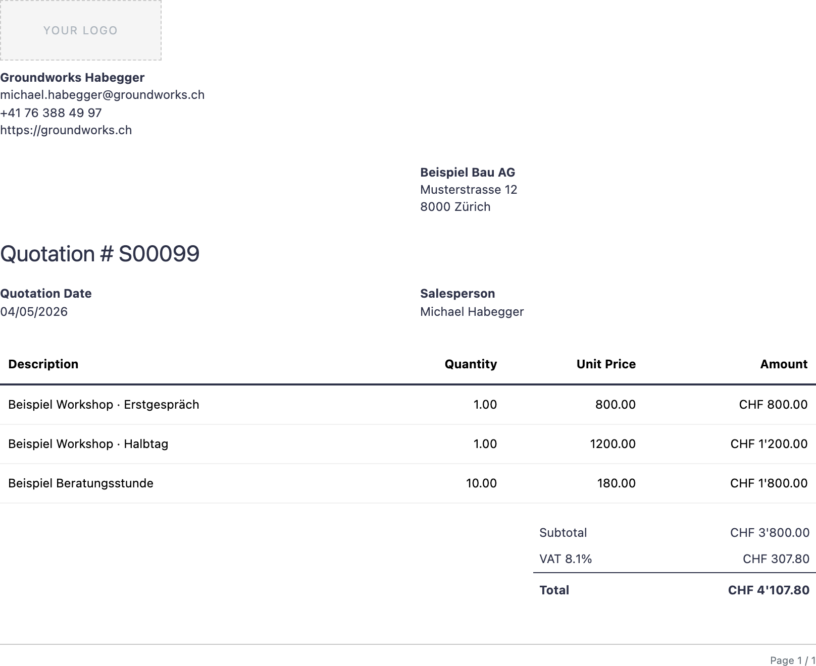 Standard Odoo PDF
